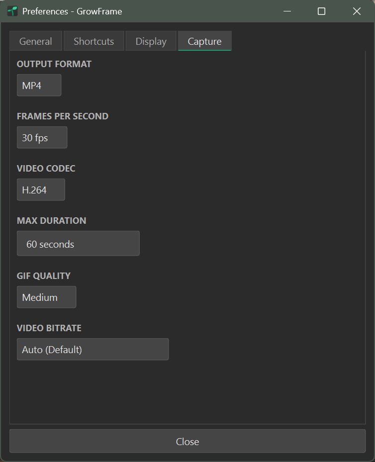 Settings > Capture tab
